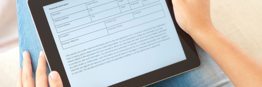 virtual personal information form on tablet